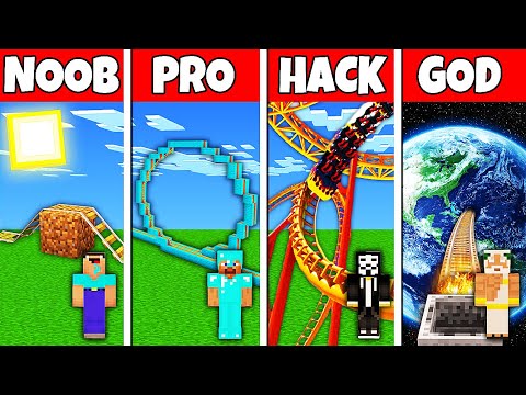 Minecraft ROLLERCOASTER BUILD CHALLENGE Who Will WIN NOOB PRO HACKER or GOD