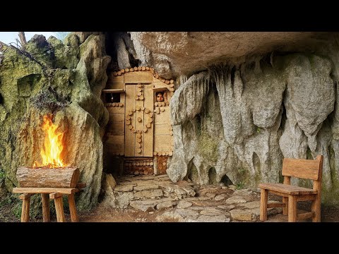 Build a house hidden under a rock in the forest. Start from start to finish