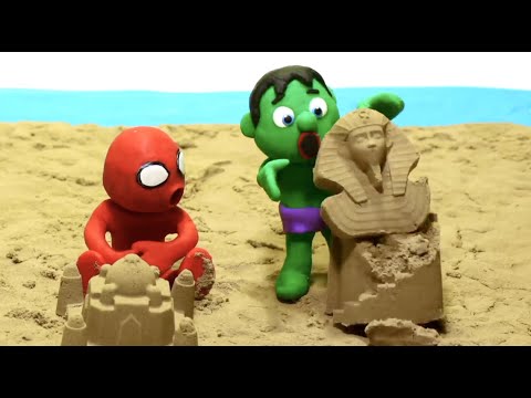 Baby herores playing sand beach 💚 dibusYmas cartoon