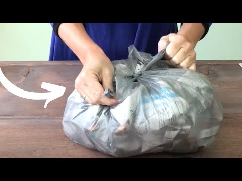 She fills a bag with newspapers for this brilliant porch idea!