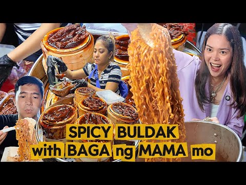 SPICY BULDAK WITH BAGA NG MAMA MO | SAMPALOC MANILA FILIPINO STREETFOOD | KAFOODTRIP