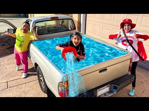 Ellie Charlotte & Eva Truck Kitchen & Closet Pool Party Adventure! 🚚🏠💦