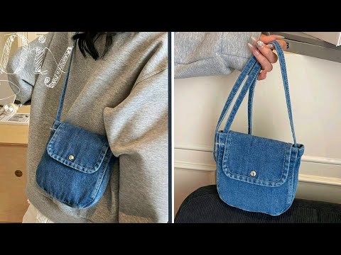 DIY | How To Make Crossbody Bag Simple No Zipper From Old Jeans | Upcycle Crafs Denim