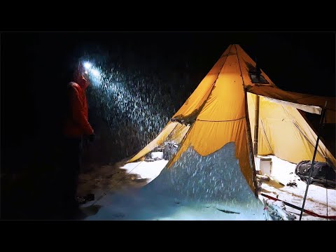 Hot Tent Winter Camping In Heavy Snow