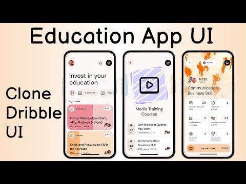 Clone Dribble app UI | Education App UI in Flutter