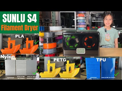 SUNLU S4 filament dryer 70C max temp, 330W PTC heater, 3 circulation fans, power saving storage mode