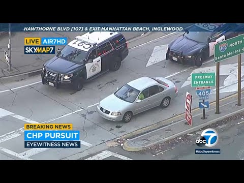 FULL PURSUIT: Suspect driving without plates leads CHP officers on chase near Torrance