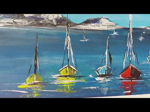 How to paint seascape |Sail Boats Abstract Painting for Beginners