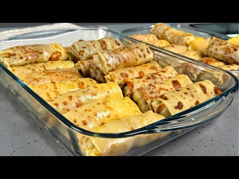 I’ve been making these stuffed crepes for ages! Crepes with two fillings — meat and cottage cheese!