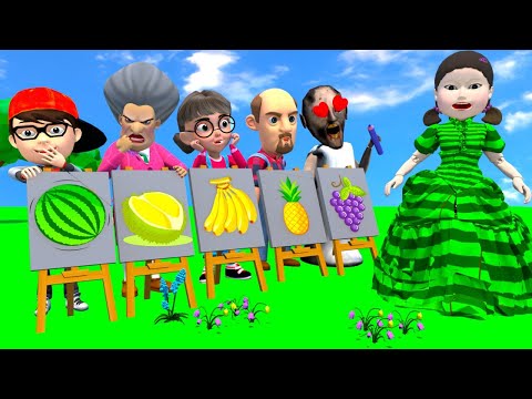 Scary Teacher 3D vs Squid Game 2 Transform Into The Most Beautiful Fruit Dress 5 Times Challenge