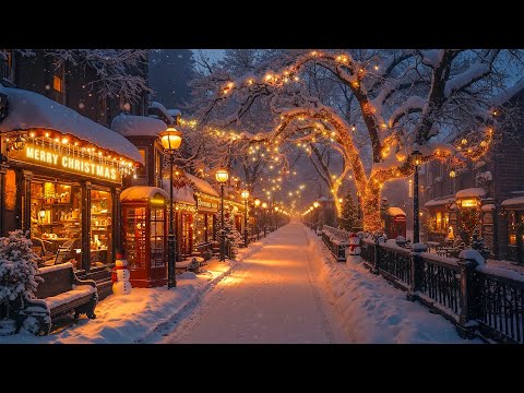 Deep Winter Night Jazz for Relaxing Moments 🎄 Peaceful Snowy Café Street and Magical Christmas Vibes
