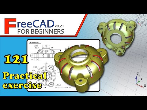FreeCAD 0.21 Beginners tutorial: practical exercise 121 (PartDesign, Sketcher, Curves)