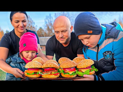 Self-sufficient living in the forest.Absolutely Delicious Homemade in OVEN Burger Recipe in Village!