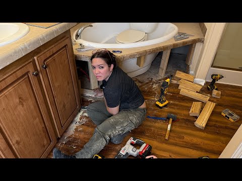 I had to destroy my bathroom... (but eventually installed new floors) // Extreme Bathroom Makeover