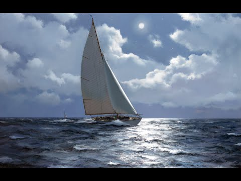 Video lesson Yacht at sea painting from scratch|limited palette|how to draw a seascape #painting