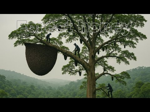 The best woodsmen collect honey from tall trees, not afraid of heights.