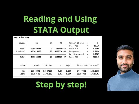 Reading and Using STATA Regression Output (Step by step Explanation)