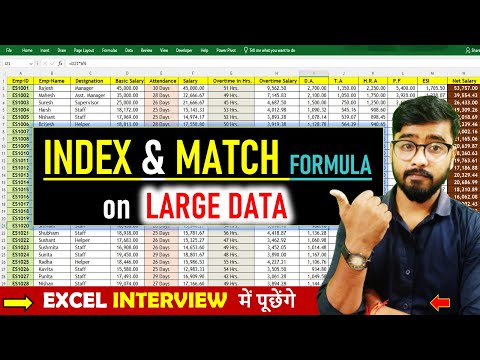 How To Apply INDEX and Match Formula on Large Data in Excel [Hindi] #excel