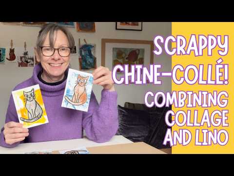 Scrappy Chine Collé!  Combining Collage and Lino.  Mixed Media Printmaking at Home!