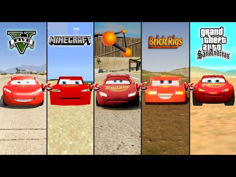 GTA 5 Lightning McQueen vs Minecraft vs Brick Rigs vs BeamNG drive vs GTA SA - WHICH IS BEST?