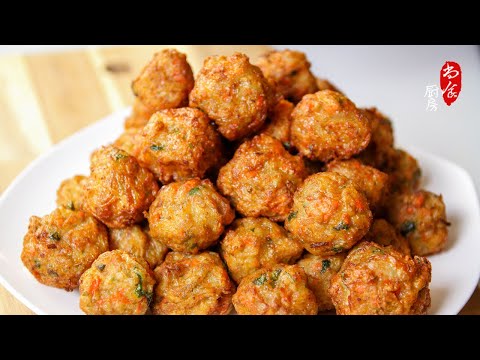 Delicious, and bursting with flavor! | Crispy Deep-fried Radish Meatballs (萝卜丸子)