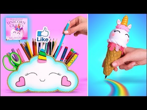 Útiles escolares de Unicornio: Un portalápices y un bolígrafo de nunca acabar