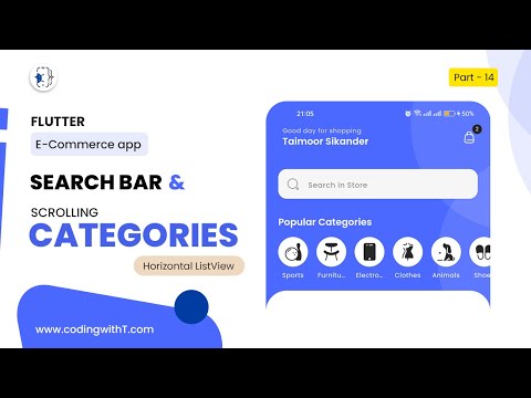Search Bar and Horizontal ListView builder Categories in Flutter 2025