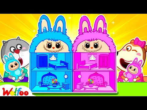 NEW | We Build Amazing Doll House Pink vs Blue Challenge | Wolfoo Channel | Kids Cartoon