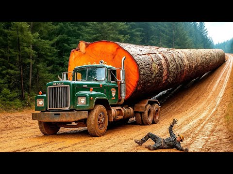 Insane Logging Transport Skills – Hauling Huge Timber Through Harsh Terrain