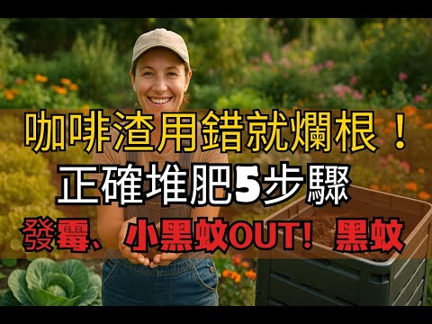 咖啡渣直接倒土裡？錯誤做法害植物爛根！｜咖啡渣正確發酵｜堆肥5步驟｜新手園藝必看｜花卉養護｜環保肥料技巧