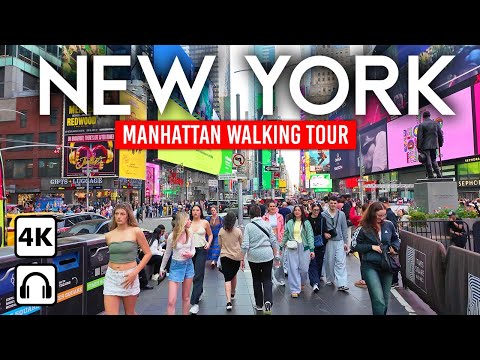NEW YORK CITY đşđ¸ Manhattan â Times Square, Rockefeller & Empire State | 4K Walking Tour