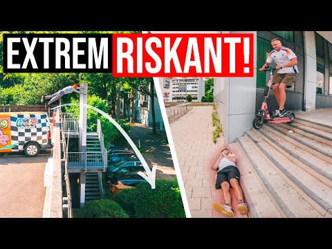 Der WILDESTE BUSCHSPRUNG bis dato! & Extrem KNAPPER E-SCOOTER STUNT in Stuttgart!
