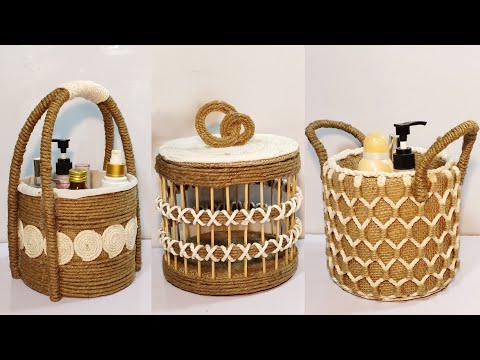 3 Different ideas of Jute Rope Storage Basket |Diy Rope Basket |Diy Storage Organizer | Hamna Nadeem