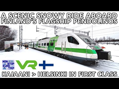 A SCENIC SNOWY RIDE ABOARD VR FINLAND'S FANTASTIC PENDOLINOS / KAJAANI TO HELSINKI IN FIRST CLASS