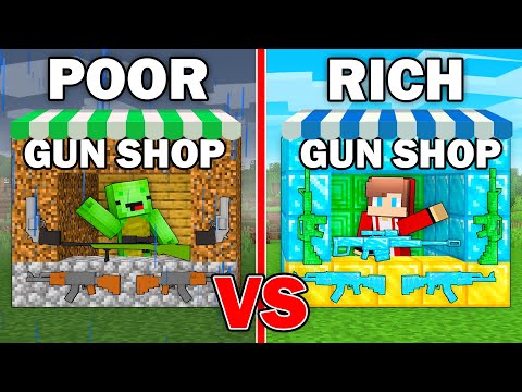 Mikey POOR vs JJ RICH Gun Shop Survival Battle in Minecraft - Maizen