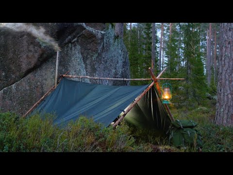 Solo Bushcraft Trip - Tarp Shelter Hot Tent