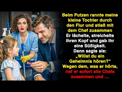 Während ich putzte, rannte meine kleine Tochter zum Chef, stieß ihn an und sagte etwas. Dann …