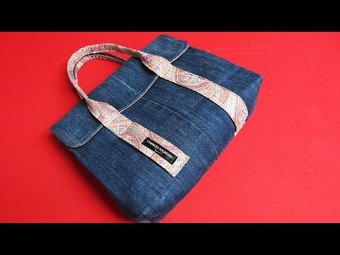 DIY안입는 셔츠와 청바지를 활용한 "놀라운 아이디어"/A great idea using an old shirt & jeans/cute flap tote bag