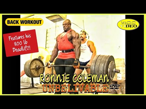 RONNIE COLEMAN - 800lb DEADLIFT! - BACK AND BICEPS (2000) UNBELIEVABLE MOVIE