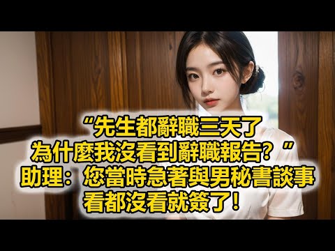 “先生都辭職三天了，為什麼我沒看到辭職報告？”助理：您當時急著與男秘書談事，看都沒看就簽了！