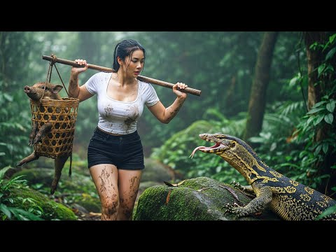 Monitor Lizards Attack At Night – Craft Giant Traps And Hunt Wild Boars | 20 Days Jungle Survival