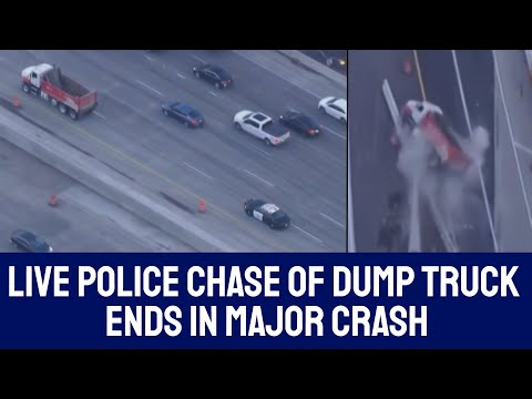 Live Police Chase of Dump Truck Ends in Major Crash