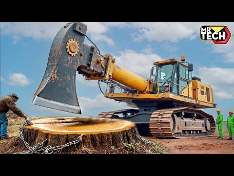 Extreme Dangerous Fastest Big Chainsaw Cutting Tree Machines | Monster Stump Removal Excavator #25