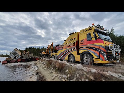 Lift 40 tons from a depth of 10 meters. A small dredger is a big problem! + rescue scheme