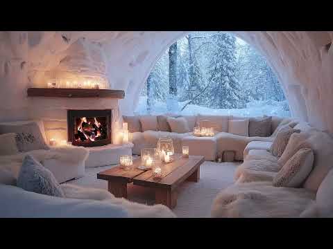 πΉπ₯ Minimal White Winter Piano | Cozy Fireplace Glow & Gentle Snowfall for Sleep Study Relax