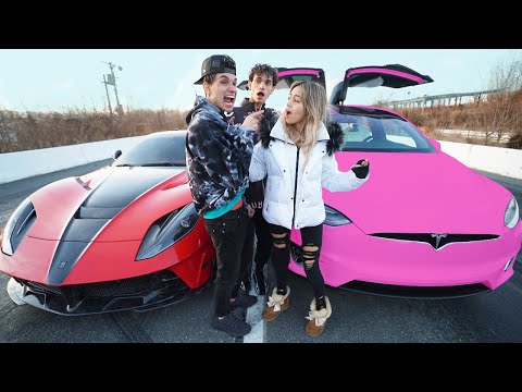 I RACED my GIRLFRIEND for $10,000! (Tesla vs Ferrari)