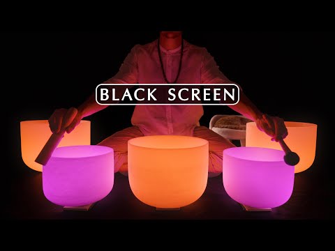 **HEALING SLEEP** Black Screen | Crystal Singing Bowls for Restorative Rest