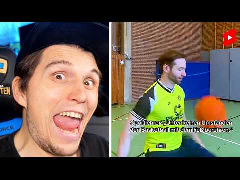 Paluten guckt Shorts bis er im Basketball im Sportunterricht spielen muss