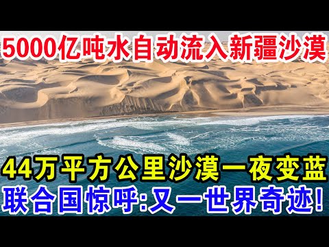 5000亿吨水自动流入新疆沙漠，44万平方公里沙漠一夜变蓝，联合国惊呼：又一世界奇迹！