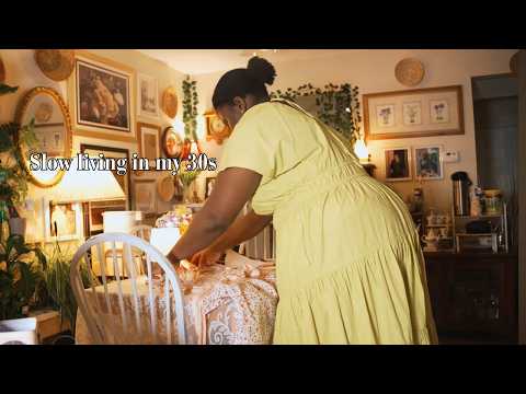 Little joy of slow living/ making a cute heart-shaped apron, baking, making butter, and cozy dinner